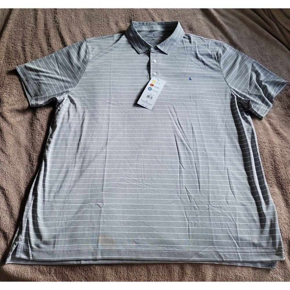 Tailor Vintage NWT Mens 2XLarge Polo Shirt Sky Rocket Heather Stripe Gray NWT$88